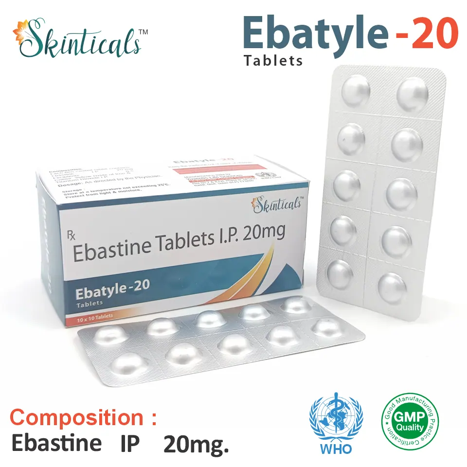 Ebastine (20mg) Tablet at Best Price in PCD Pharma Franchise for Antihistamine and Allergy Relief, Asthma Management.
